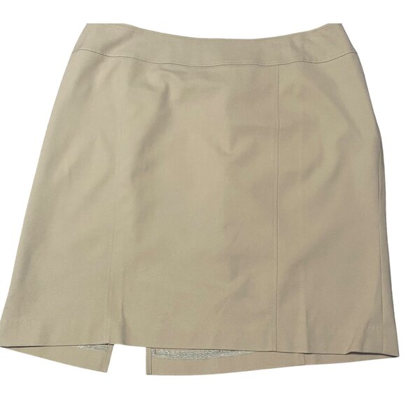 TALBOTS Plus Size 24W Midi Cotton Stretch Skirt Khaki Beige Stretch Waist Women - Picture 1 of 4